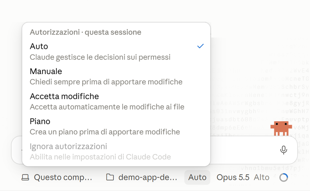 modalità nell'app Claude