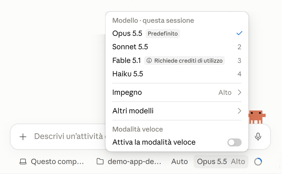 modello nell'app Claude