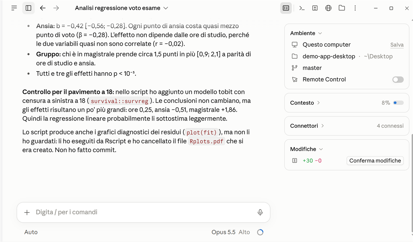pannello della sessione