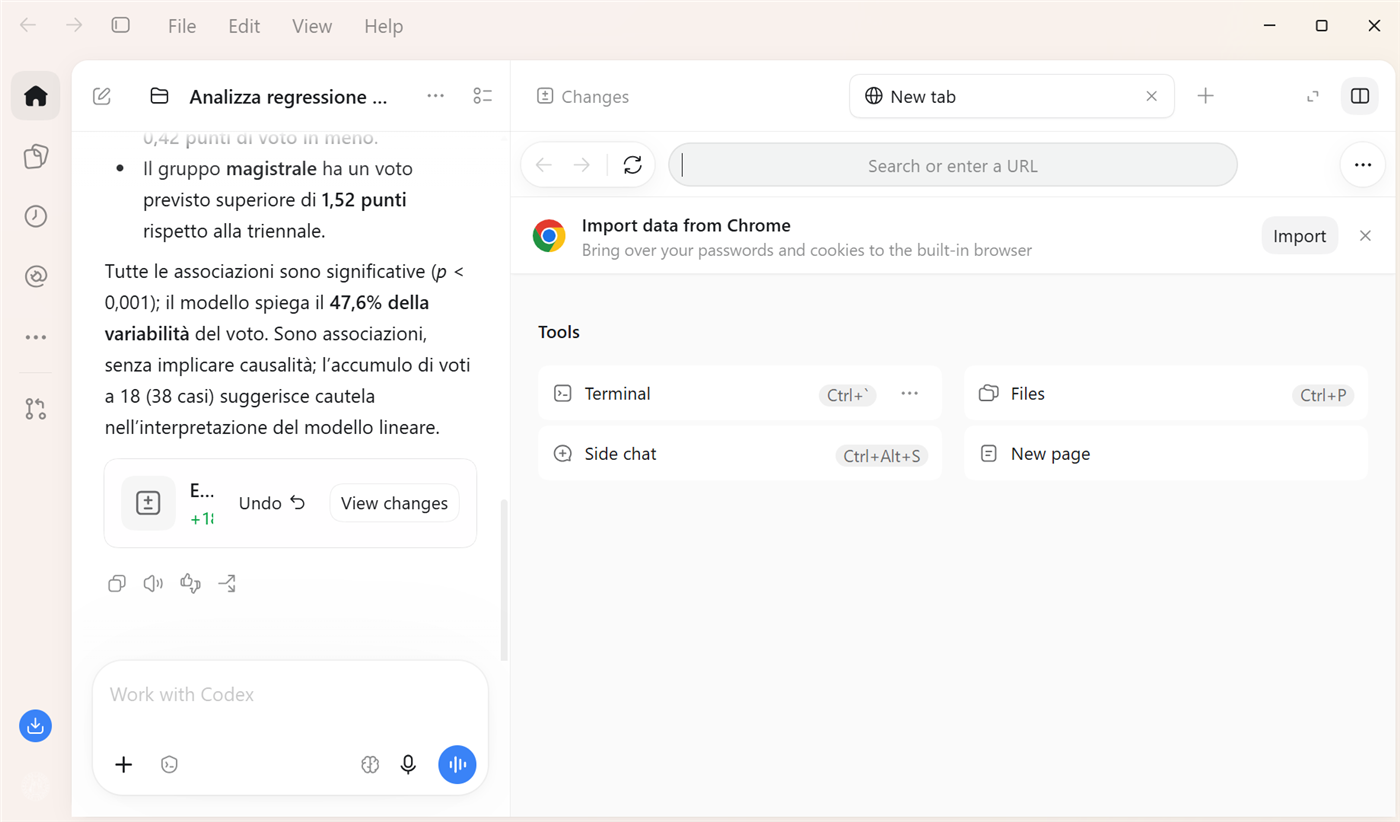 strumenti nell'app Codex