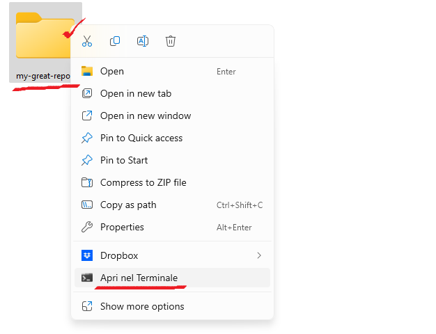 open folder in terminal